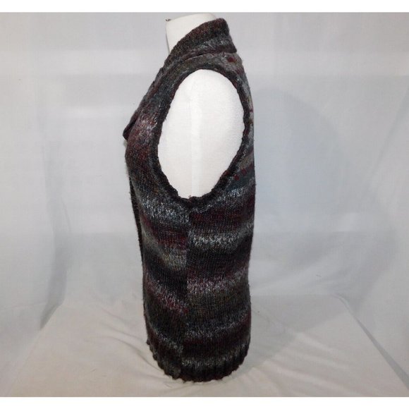 Woolrich Womens M Brown Gray Wool Blend Sweater Cardigan Vest Button Front - Picture 7 of 10